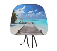 DWTJKMS Copertura per poggiatesta auto, regolabile, riutilizzabile, per interni auto, motivo vacanze alle Maldive, 1 pezzo, accessori per sedili interni auto, carino, vintage, protezione per