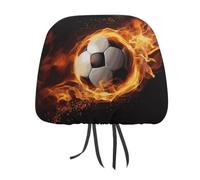 DWTJKMS Copertura per poggiatesta auto, regolabile, riutilizzabile, per interni dell'auto, con motivo a fiamme di calcio, 1 pezzo, accessori per sedili interni auto, stile vintage, per la maggior