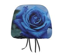 DWTJKMS Copertura per poggiatesta auto, regolabile, riutilizzabile, per interni dell'auto, con motivo romantico rosa blu, 1 pezzo, accessori per sedili interni auto, stile vintage, copertura