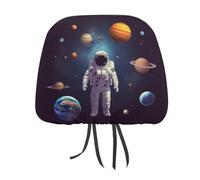 DWTJKMS Copertura per poggiatesta auto, regolabile, riutilizzabile, per interni dell'auto, motivo astronauta con pianeti del sistema solare, 1 pezzo, accessorio per sedile interno, stile vintage, per