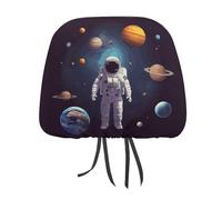 DWTJKMS Copertura per poggiatesta auto, regolabile, riutilizzabile, per interni dell'auto, motivo astronauta con pianeti del sistema solare, 1 pezzo, accessorio per sedile interno, stile vintage, per