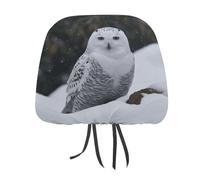 DWTJKMS Copri poggiatesta per auto, 2 pezzi, regolabili, riutilizzabili, accessori per interni auto, motivo gufo con neve, protezione per poggiatesta auto, stile vintage, per la maggior parte delle