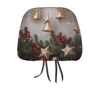 DWTJKMS Copri poggiatesta per auto con albero di Natale e campane, regolabile, riutilizzabile, accessorio per interni dell'auto, grazioso accessorio vintage per poggiatesta auto, 1 pezzo, per la