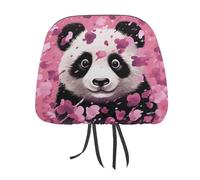 DWTJKMS Copri poggiatesta per auto, in cotone, con panda rosa, regolabile, riutilizzabile, accessorio per interni auto, grazioso stile vintage, per la maggior parte delle auto