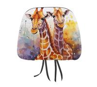 DWTJKMS Copri poggiatesta per auto, motivo giraffe, 1 pezzo, regolabile, riutilizzabile, per interni dell'auto, grazioso accessorio vintage per poggiatesta, per la maggior parte delle auto