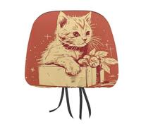 DWTJKMS Copri poggiatesta per auto, regolabile, riutilizzabile, con gatto sdraiato sulla scatola, 1 pezzo, accessorio per interni dell'auto, grazioso accessorio vintage per poggiatesta, per la maggior