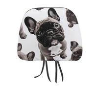 DWTJKMS Copri poggiatesta per auto, regolabile, riutilizzabile, per interni dell'auto, grazioso accessorio vintage per poggiatesta, per la maggior parte delle auto, motivo: bulldog francese, 1 pezzo