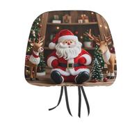 DWTJKMS Copri poggiatesta per auto, regolabile, riutilizzabile, per interni dell'auto, motivo Babbo Natale, con renna, 1 pezzo, accessorio per sedile interno dell'auto, grazioso accessorio vintage per