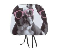 DWTJKMS Copri poggiatesta per auto, regolabile, riutilizzabile, per interni dell'auto, motivo bulldog francese, rosa, 1 pezzo, accessori per sedili interni auto, grazioso vintage, protezione per