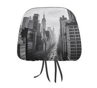 DWTJKMS Coprisedile nero e bianco New York, 1 pezzo, regolabile, riutilizzabile, per interni auto, accessori per sedili interni, protezione per poggiatesta auto, stile vintage, per la maggior parte