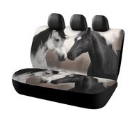 DWTJKMS Coprisedile per auto con cavalli neri e bianchi, protezione antiscivolo per sedile posteriore, durevole, antigraffio, misura universale, adatto per auto, camion e SUV