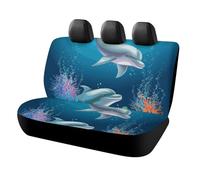 DWTJKMS Coprisedile per auto con delfino e pesce, protezione antiscivolo per sedile posteriore, durevole, antigraffio, misura universale, adatto per auto, camion e SUV