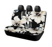DWTJKMS Coprisedile per auto con fiori hawaiani neri e bianchi, protezione antiscivolo per sedile posteriore, durevole, antigraffio, misura universale, adatto per auto, camion e SUV