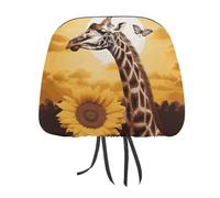 DWTJKMS Coprisedile per auto, con giraffa e girasole, 1 pezzo, regolabile, riutilizzabile, accessorio per interni auto, grazioso accessorio vintage per poggiatesta, per la maggior parte delle auto