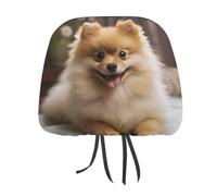 DWTJKMS Coprisedile per auto con simpatico cane Pomerania, 1 pezzo, regolabile, riutilizzabile, accessorio per interni auto, grazioso accessorio vintage per poggiatesta auto, per la maggior parte