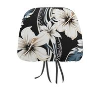 DWTJKMS Coprisedile per poggiatesta auto, con fiori hawaiani, 1 pezzo, regolabile, riutilizzabile, accessorio per interni auto, grazioso stile vintage, per la maggior parte delle auto, colore: bianco
