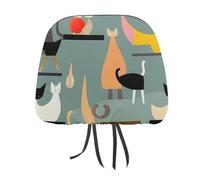DWTJKMS Coprisedili per auto, motivo arte moderna Mid-Century, 2 pezzi, regolabili, riutilizzabili, accessori per sedili interni auto, carini vintage, protezione per poggiatesta auto, per la maggior