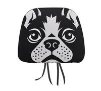 DWTJKMS Coprisedili per auto, motivo bulldog francese, 2 pezzi, regolabili, riutilizzabili, accessori per interni auto, carini vintage, protezione per poggiatesta, per la maggior parte delle auto