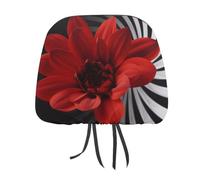 DWTJKMS Coprisedili per auto, motivo floreale rosso, 2 pezzi, regolabili, riutilizzabili, accessori per interni auto, carini vintage, protezione per poggiatesta auto, per la maggior parte delle auto