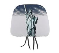 DWTJKMS Coprisedili per auto, motivo Statua della Libertà, 2 pezzi, regolabili, riutilizzabili, accessori per interni auto, carini vintage, protezione per poggiatesta, per la maggior parte delle auto