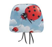 DWTJKMS Coprisedili per poggiatesta auto, motivo coccinella e nuvola, regolabili, riutilizzabili, accessori per interni auto, stile vintage, per la maggior parte delle auto