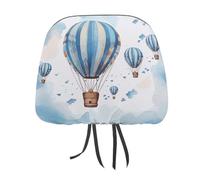 DWTJKMS Coprisedili per poggiatesta auto, motivo mongolfiera, 2 pezzi, regolabili, riutilizzabili, accessori per sedili interni auto, carini vintage, protezione per poggiatesta, per la maggior parte