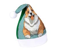 DWTJKMS Corgi, cappello da Babbo Natale con cane, classico, in pelliccia, spesso, con paillettes, divertente, per vacanze invernali
