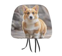 DWTJKMS Corgi, coprisedile per poggiatesta auto, regolabile, riutilizzabile, accessorio per interni auto, grazioso stile vintage, per la maggior parte delle auto