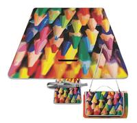 DWTJKMS Crayons, tappetino da picnic pieghevole, impermeabile, con borsa per la spesa, grande tappetino da picnic all'aperto, 147,3 x 147,3 cm, coperta da campeggio per spiaggia, parco, viaggi