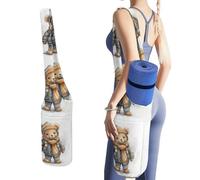 DWTJKMS Cute Bear - Borsa per tappetino da yoga, in tela resistente, con tasca per bottiglia d'acqua e tasca inferiore bagnata, adatta alla maggior parte dei tappetini da yoga