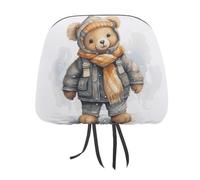DWTJKMS Cute Bear, copertura per poggiatesta auto, regolabile, riutilizzabile, accessorio per interni auto, in stile vintage, per la maggior parte delle auto