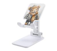 DWTJKMS Cute Bear - Supporto per telefono cellulare, pieghevole, regolabile in altezza, portatile, supporto per cellulare, da scrivania, adatto a tutti gli smartphone, colore: bianco
