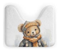 DWTJKMS Cute Bear - Tappetino da bagno a forma di U, ad asciugatura rapida, assorbente, resistente alle macchie, antiscivolo, per base WC ovale