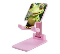 DWTJKMS Cute Frog - Supporto per telefono cellulare a doppia piegatura, regolabile in altezza, portatile, supporto per cellulare, da scrivania, adatto a tutti gli smartphone, colore: rosa