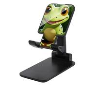 DWTJKMS Cute Frog - Supporto per telefono cellulare, pieghevole, regolabile in altezza, portatile, per tutti gli smartphone, colore: nero