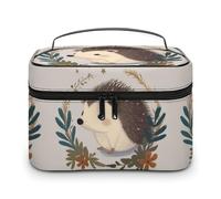 DWTJKMS Cute Little Hedgehog Makeup Bag, Trousse Organizzatore Cosmetico Grande Capacità Portatile Trucco Borse Da Viaggio Da Donna Borse Da Toilette con Manico E Divisore