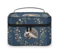 DWTJKMS Cute Little Hedgehog Makeup Bag, Trousse Organizzatore Cosmetico Grande Capacità Portatile Trucco Borse Da Viaggio Da Donna Borse Da Toilette con Manico E Divisore