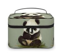 DWTJKMS Cute Little Panda Makeup Bag, Cosmetici Organizer Caso Grande Capacità Portatile Make Up Borse Donne Viaggio Toiletry Borse con Manico E Divisore
