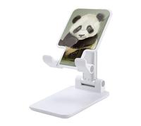 DWTJKMS Cute Little Panda Supporto per telefono cellulare pieghevole doppio, regolabile in altezza Supporto per telefono cellulare portatile Supporto da tavolo per tutti gli smartphone, stile bianco