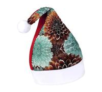 DWTJKMS Dahlia Flower Santa Hat Classic Fur Cappello di Natale Addensare Natale Party Hat con Paillettes Divertente Vacanze Inverno Cap