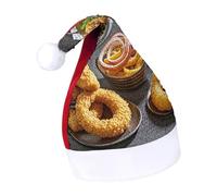 DWTJKMS Delicious Food Cappello di Babbo Natale Classico Pelliccia Cappello di Natale Addensare Cappello di Natale con Paillettes Divertente Vacanza Inver