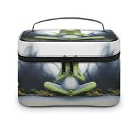 DWTJKMS Divertente borsa per il trucco a forma di rana, organizer per cosmetici, grande capacità portatile, borse da viaggio da donna, con manico e divisore