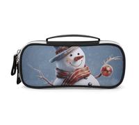 DWTJKMS Divertente borsa per il trucco in pelle con pupazzo di neve di Natale portatile piccolo organizzatore cosmetico impermeabile borse da toilette pennelli matite e accessori per il trucco da