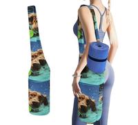 DWTJKMS Divertente borsa per tappetino da yoga a forma di cane che nuota, in tela resistente, con tasca per bottiglia d'acqua e tasca inferiore bagnata, si adatta alla maggior parte dei tappetini da