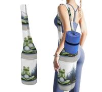 DWTJKMS Divertente borsa per tappetino da yoga a forma di rana, in tela resistente, con tasca per bottiglia d'acqua e tasca inferiore bagnata, adatta alla maggior parte dei tappetini da yoga