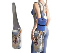 DWTJKMS Divertente borsa per tappetino da yoga a forma di scoiattolo, in tela resistente, con tasca per bottiglia d'acqua e tasca inferiore bagnata, adatta alla maggior parte dei tappetini da yoga