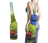 DWTJKMS Divertente borsa per tappetino da yoga con coccinella che tiene ombrelli, in tela resistente, con tasca per bottiglia d'acqua e borsa bagnata inferiore, adatta alla maggior parte dei tappetini