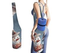 DWTJKMS Divertente borsa per tappetino da yoga con pupazzo di neve, in tela resistente, con tasca per bottiglia d'acqua e tasca inferiore bagnata, adatta alla maggior parte dei tappetini da yoga
