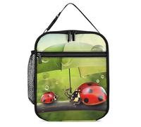 DWTJKMS Divertente borsa termica per il pranzo a forma di coccinella con ombrelli, a prova di perdite, per uomini e donne, con manico, riutilizzabile, isolata, per ufficio, lavoro, picnic