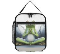 DWTJKMS Divertente borsa termica per il pranzo a forma di rana yoga, a prova di perdite, per uomini e donne, con manico, riutilizzabile, isolata, per ufficio, lavoro, picnic